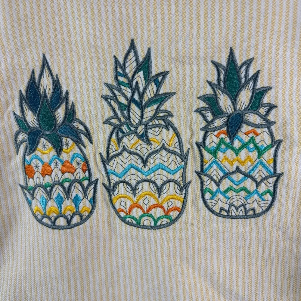 Beachables Striped 3‑in‑1 Turkish Cotton Beach Bag Yellow White Pineapple Print